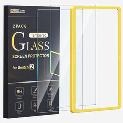 2-piece screen protector for Nintendo Switch2 (2025) Transparent high-definition screen protector with alignment frame scratch-resistant screen protector, suitable for Nintendo Switch2, 0.3mm thickness/no bubbles/ultra-clear /9H hardness
