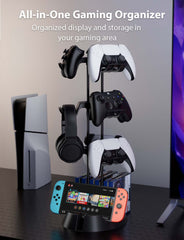 STARTRC GAME Controller Holder with Organizer Base 3 Tiers Desk Gaming Controller Headset Stand with Cable Organizer