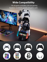 STARTRC GAME Controller Holder with Organizer Base 3 Tiers Desk Gaming Controller Headset Stand with Cable Organizer