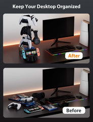 STARTRC GAME Controller Holder with Organizer Base 3 Tiers Desk Gaming Controller Headset Stand with Cable Organizer