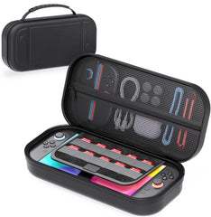 Switch 2 Carrying Case for Nintendo Switch 2 (2025), Portable PU Hard Shell Travel Case with Pockets for Accessories and Games Card, Protective Travel Bag for Switch 2 Holds 10 Game Cartridge, Black