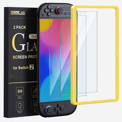 2 Pack Screen Protector for Nintendo Switch 2(2025)Transparent HD Clear Anti Blue Light Screen Protector with Alignment Frame Anti-Scratch Screen Cover for Nintendo Switch2, 0.3mm Thickness/Bubble Free/Ultra Clear/9H Hardness