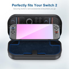 Switch 2 Carrying Case for Nintendo Switch 2 (2025), Portable PU Hard Shell Travel Case with Pockets for Accessories and Games Card, Protective Travel Bag for Switch 2 Holds 10 Game Cartridge, Black