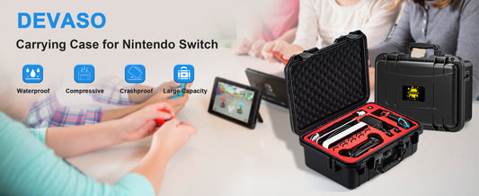 Startrc Games Carrying Case for Nintendo Switch/Switch OLED, Professional Deluxe Waterproof Travel Case Soft Lining Hard Case for Nintendo Switch Console, Pro Controller and Other Accessories