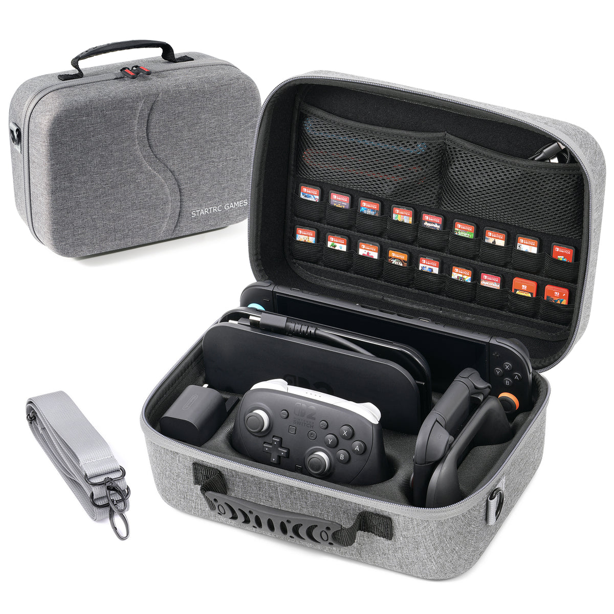 Nintendo Switch 2 (2025) dedicated storage bag, large capacity integrated hard travel bag with game card slot, portable protective bag, suitable for Switch 2 console, Pro controller and other accessories