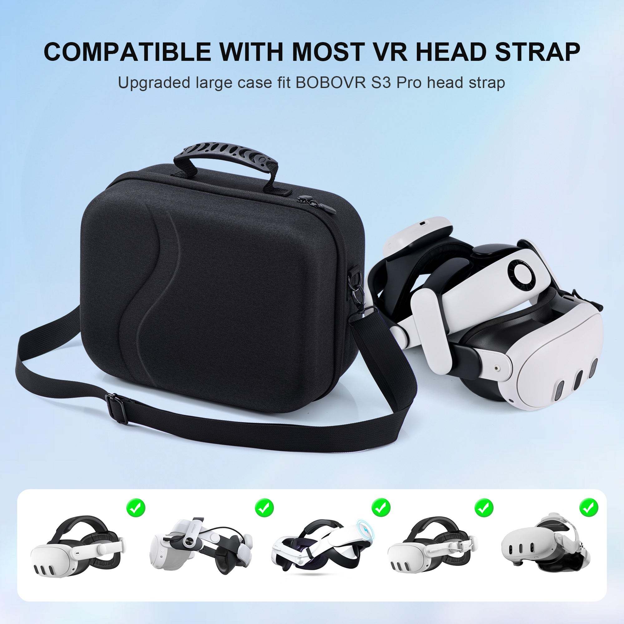 STARTRC GAMES Large Carrying Case for Meta Quest 3 Hard Travel Bag Compatible with Kiwi Design/BOBOVR Battery Head Strap and Other Accessories