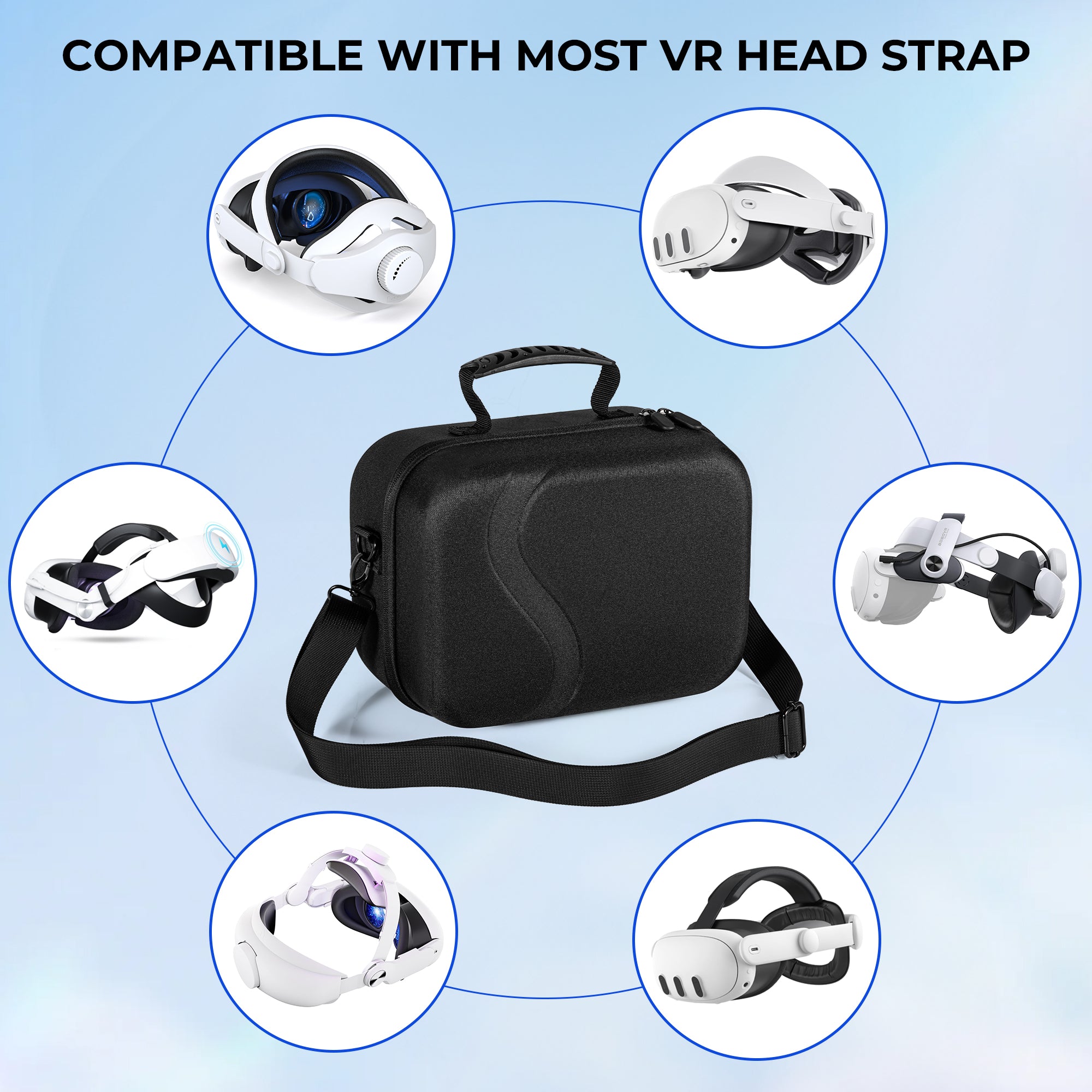 STARTRC GAMES Large Carrying Case for Meta Quest 3 Hard Travel Bag Compatible with Kiwi Design/BOBOVR Battery Head Strap and Other Accessories