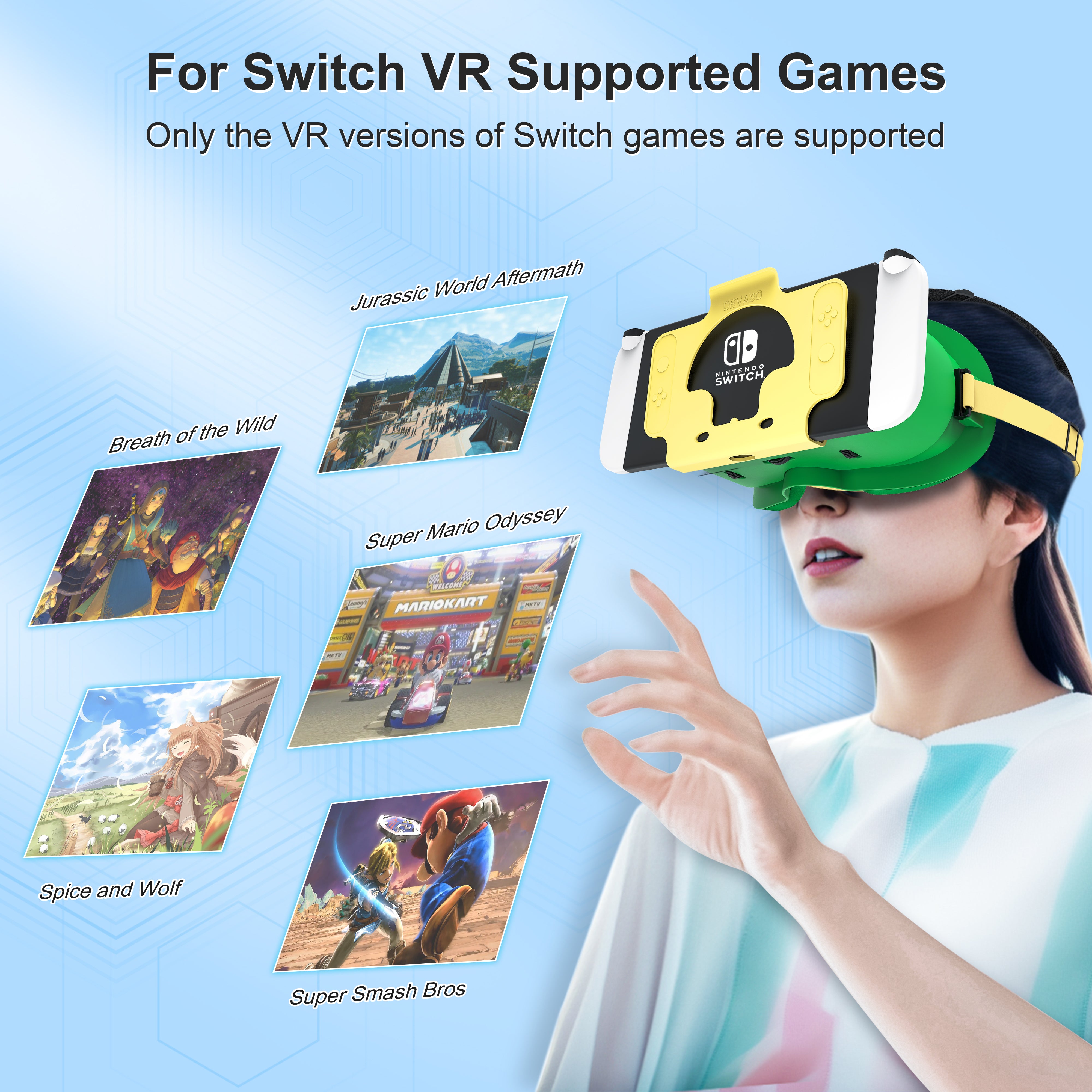 STARTRC GAMES Switch Virtual Reality Glasses with Adjustable HD Lenses and Comfortable Head Strap, Labo VR Kit 3D Goggles for Switch Accessories