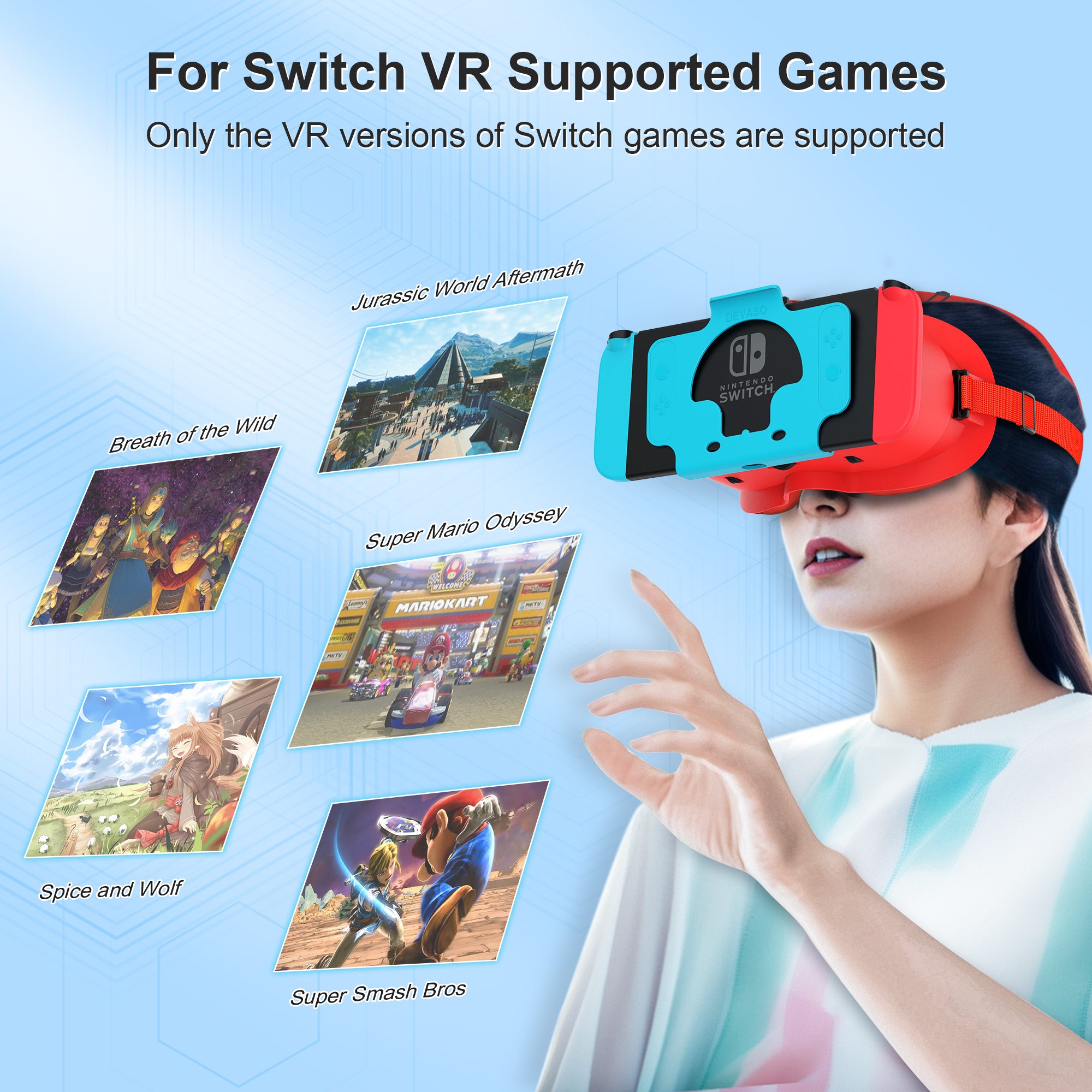 STARTRC GAMES Switch Virtual Reality Glasses with Adjustable HD Lenses and Comfortable Head Strap, Labo VR Kit 3D Goggles for Switch Accessories