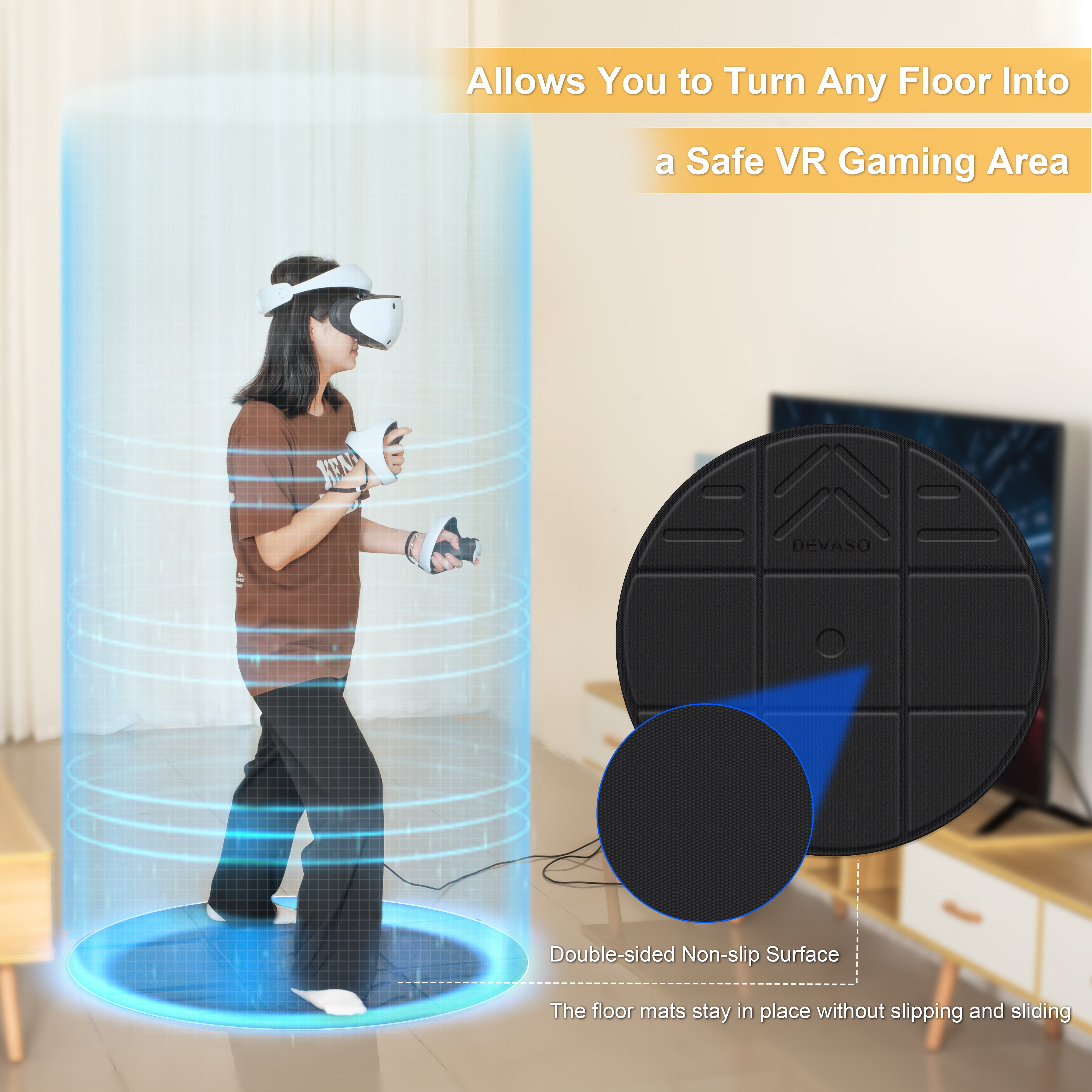 STARTRC GAMES  Anti-slip and Comfortable Floor Mat, Premium Game Accessories Compatible with PSVR2, Oculus/Meta Quest 2/Pro