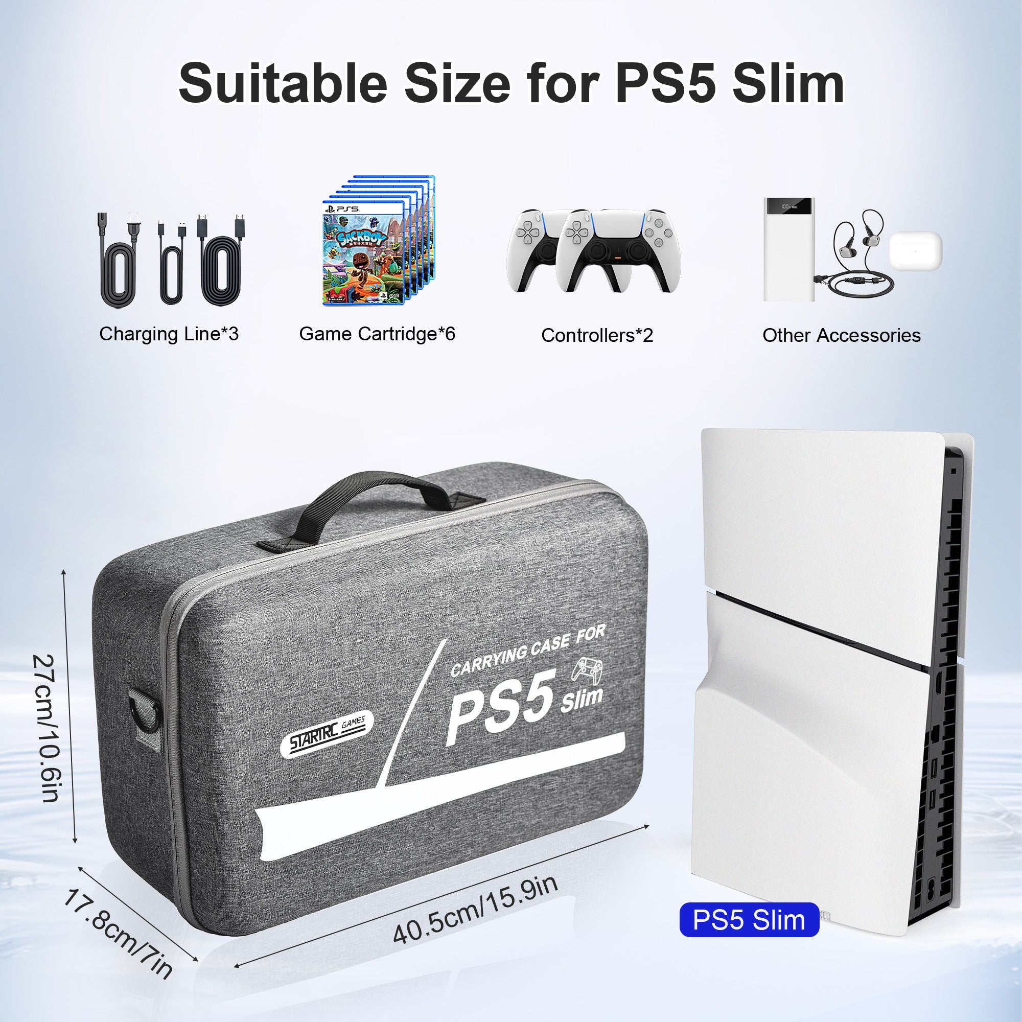 STARTRC GAMES Carrying Case for PS5 SLIM Hard Shell Travel Storage Case