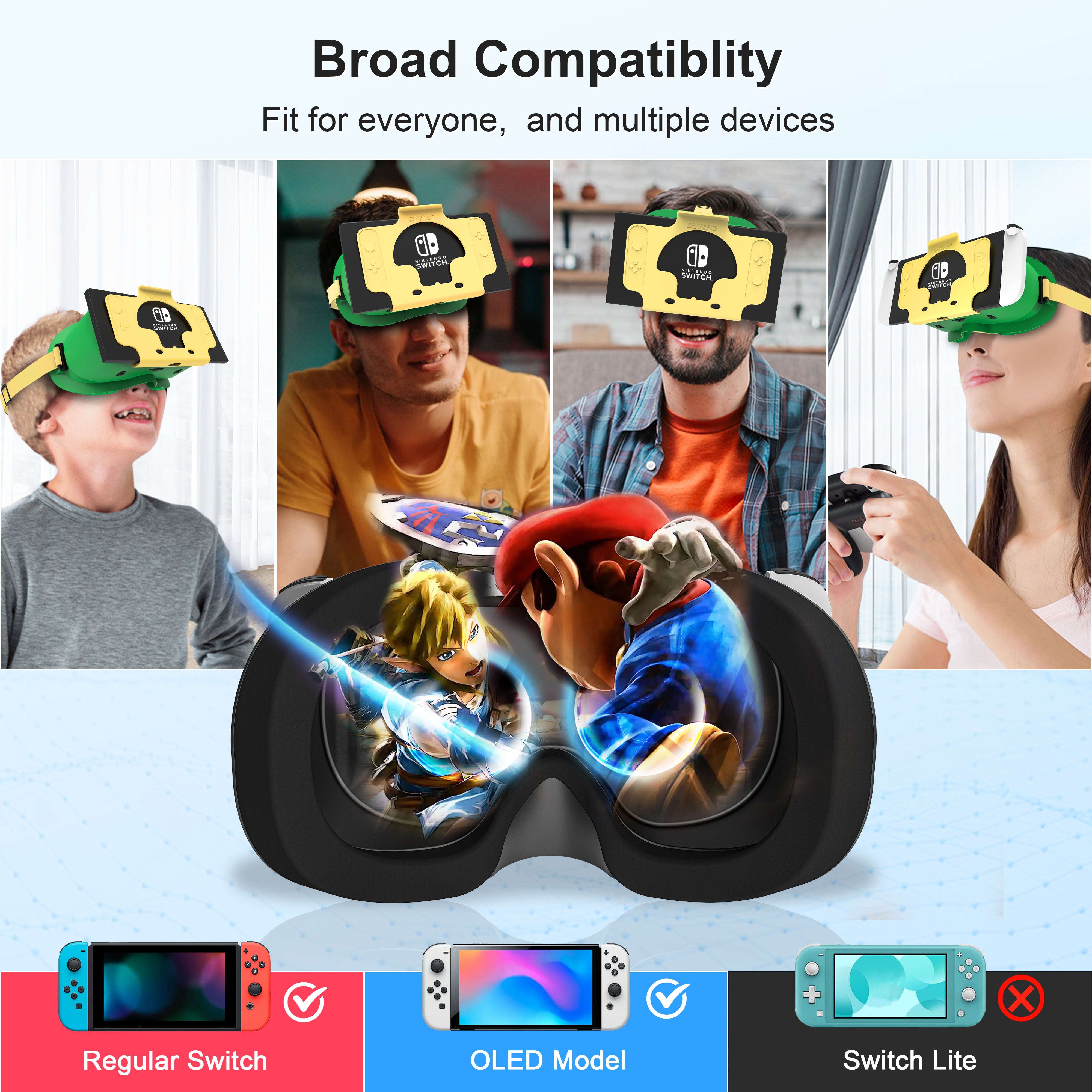 STARTRC GAMES Switch Virtual Reality Glasses with Adjustable HD Lenses and Comfortable Head Strap, Labo VR Kit 3D Goggles for Switch Accessories