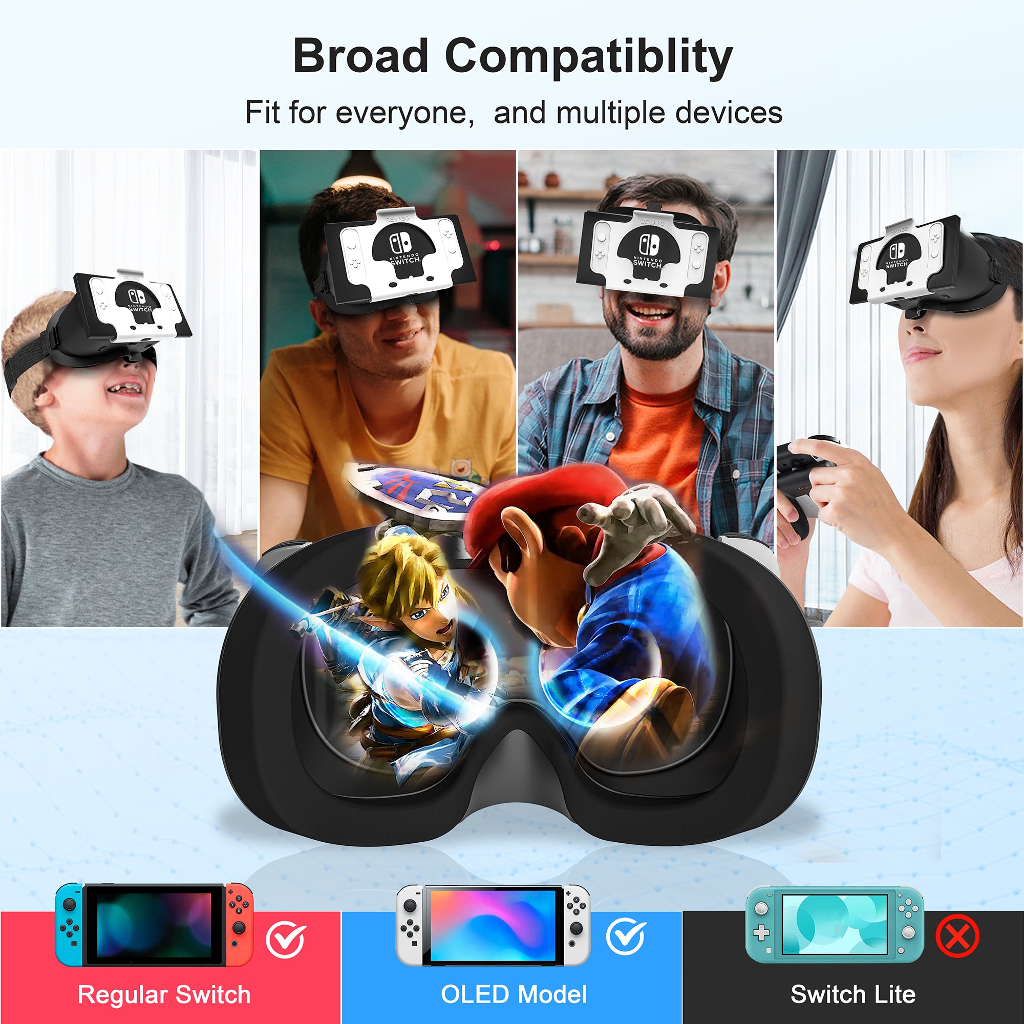 STARTRC GAMES Switch Virtual Reality Glasses with Adjustable HD Lenses and Comfortable Head Strap, Labo VR Kit 3D Goggles for Switch Accessories