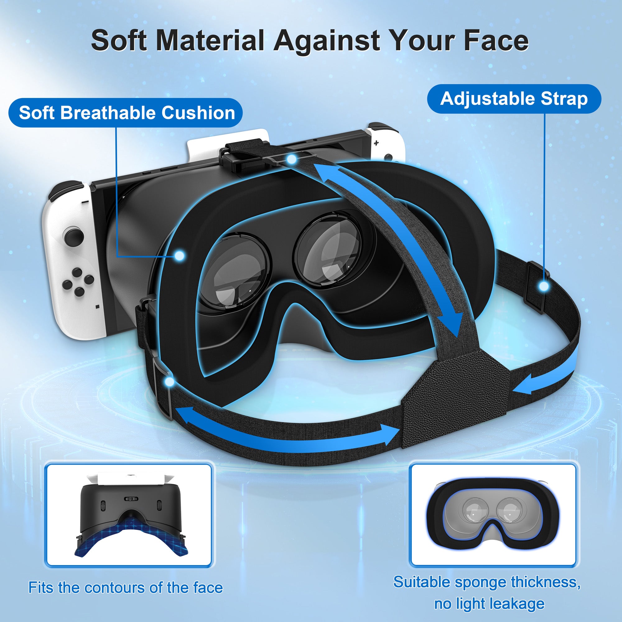 STARTRC GAMES Switch Virtual Reality Glasses with Adjustable HD Lenses and Comfortable Head Strap, Labo VR Kit 3D Goggles for Switch Accessories