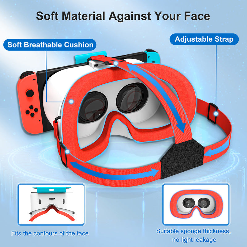 STARTRC GAMES Switch Virtual Reality Glasses with Adjustable HD Lenses and Comfortable Head Strap, Labo VR Kit 3D Goggles for Switch Accessories