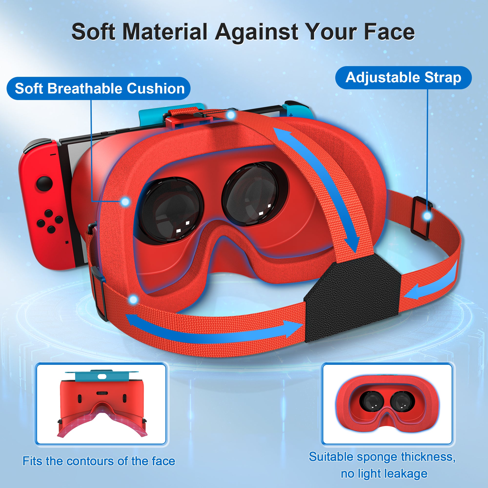 STARTRC GAMES Switch Virtual Reality Glasses with Adjustable HD Lenses and Comfortable Head Strap, Labo VR Kit 3D Goggles for Switch Accessories