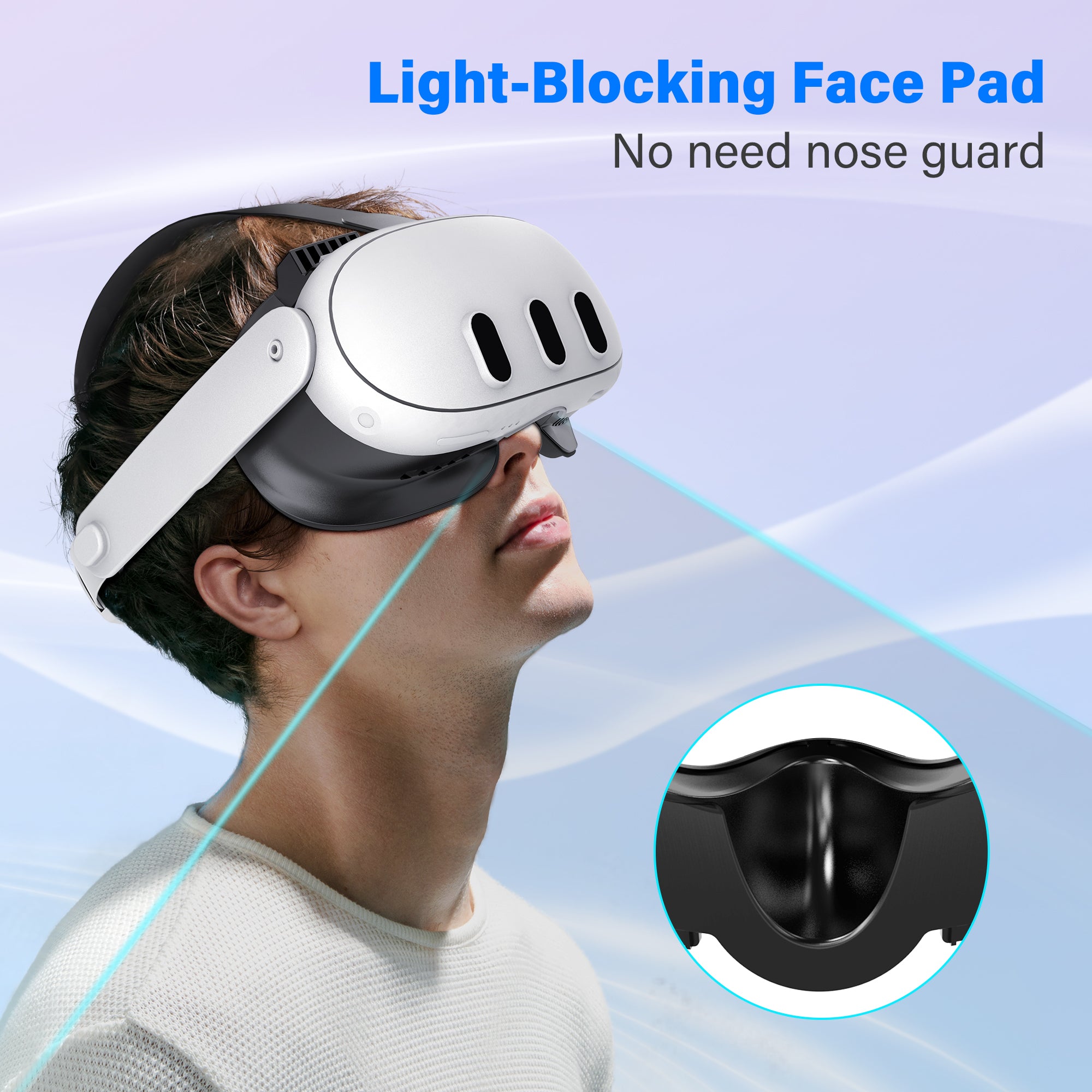 STARTRC GAMES Meta Quest 3 Facial Interface and Mask Pad Replaceable Ice Silk Lycra and Sweat-Proof PU Leather Pad Air Circulation Design Mask Accessory