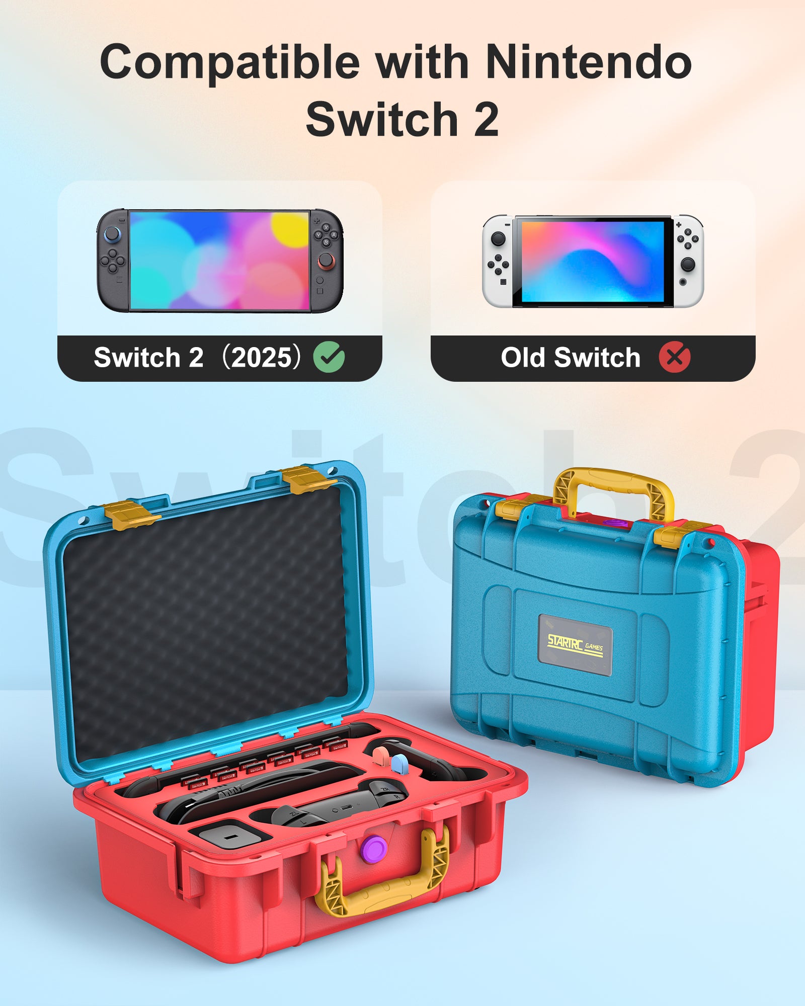 STARTRC GAMES Hard Carrying Case for Nintendo Switch 2, Professional Deluxe IP67 Waterproof, Soft Lining Hard Travel Case for Nintendo Switch 2 Console Pro Controller & Accessories