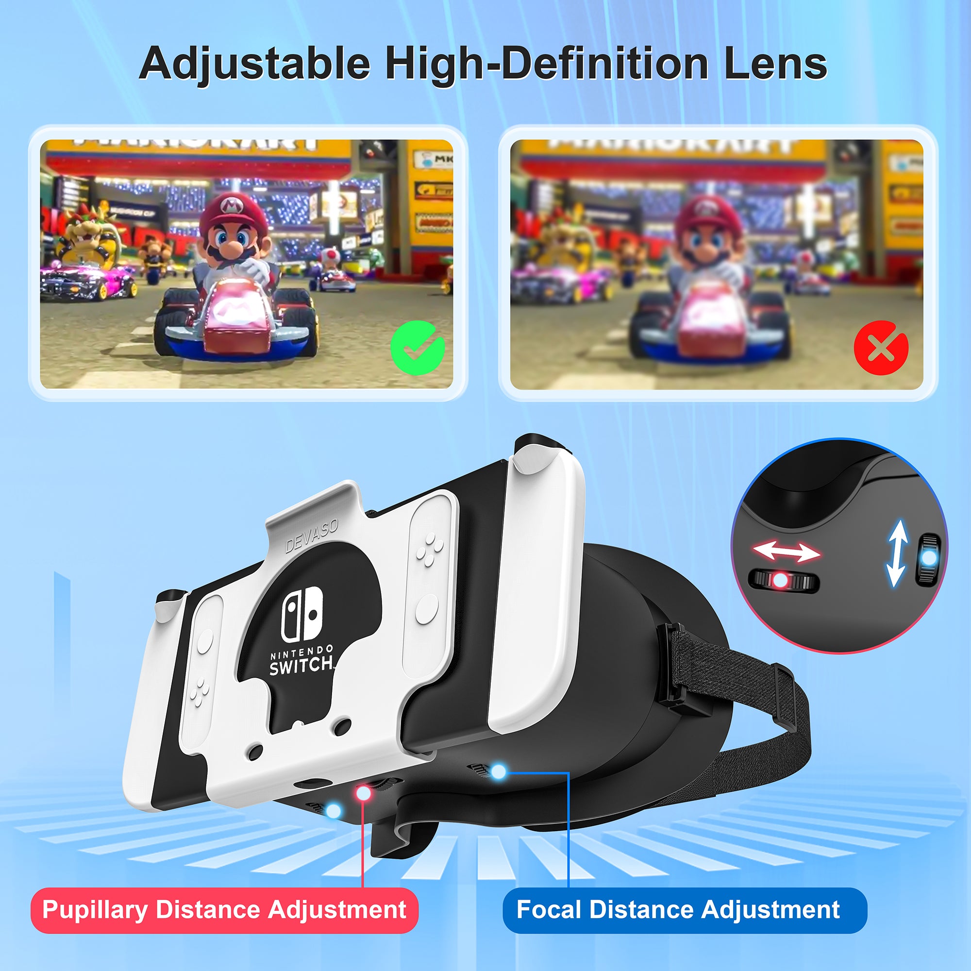 STARTRC GAMES Switch Virtual Reality Glasses with Adjustable HD Lenses and Comfortable Head Strap, Labo VR Kit 3D Goggles for Switch Accessories